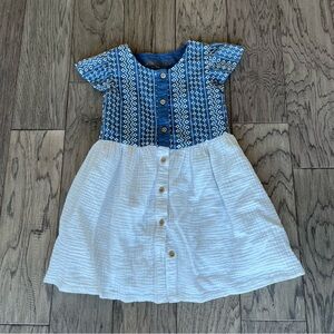 Oshkosh Girls' Blue & White Button-Front Cotton Dress size 5t